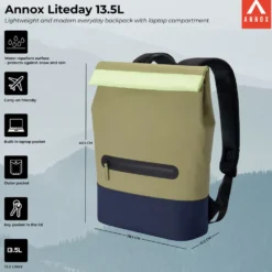 Annox Liteday 13.5L – Lightweight And Modern Everyday Backpack With Laptop Compartment