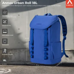 Annox Urban Roll 18L – Water-repellent Backpack With Laptop Compartment And Water Bottle Holder