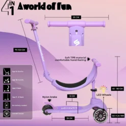 Story 4IN1 LED Kids 3-wheel scooter