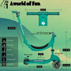Story 4IN1 LED Kids 3-wheel scooter
