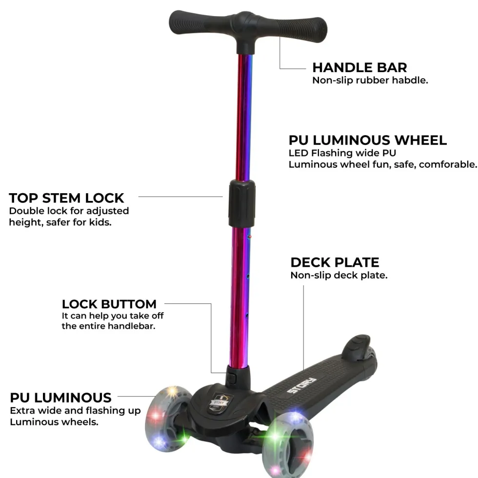 Story Mini Friends LED Kids Scooter – 3 Wheel Light Up